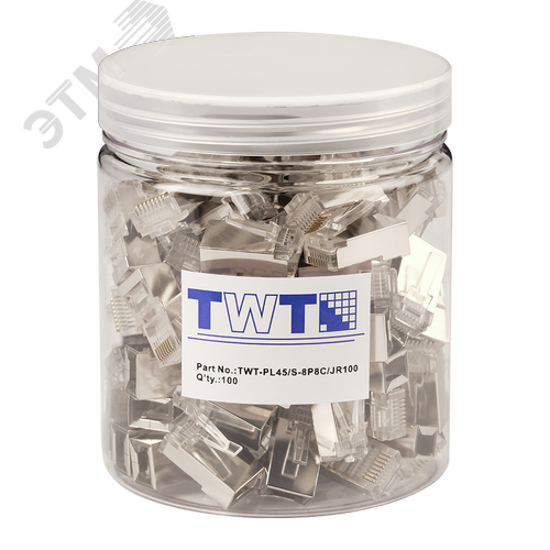 Изображение товара Коннектор RJ45 STP 8P8C, универсальный, cat.5e, 100 шт. в банке (упак)