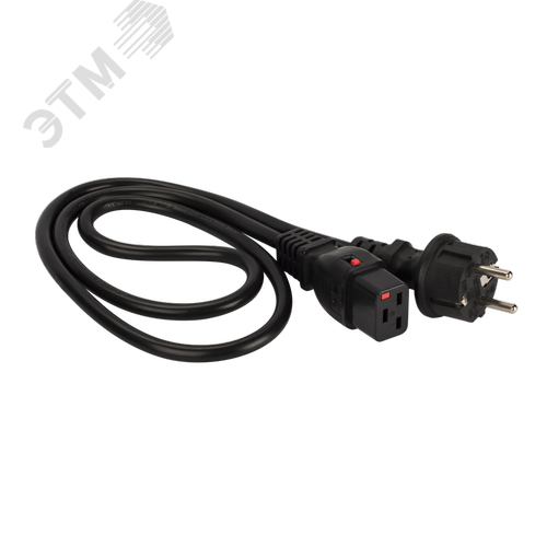Изображение товара Кабель электропитания с блокировкой C19-Schuko прямая, 3х1.5, 220В, 16А, черный, 0.5 м (шт)