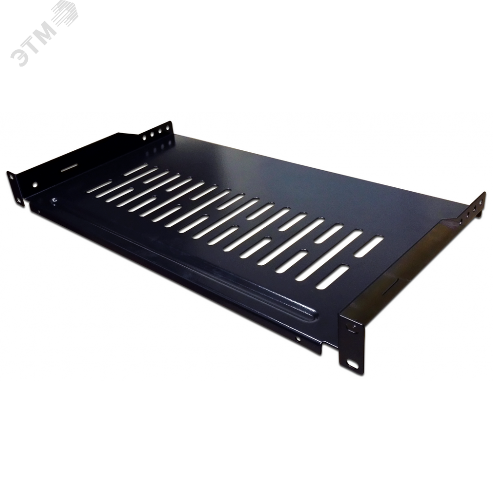 Изображение товара Полка фронтальная с задним фикатором 300 мм 1U нагрузка 18 кг LANMASTER