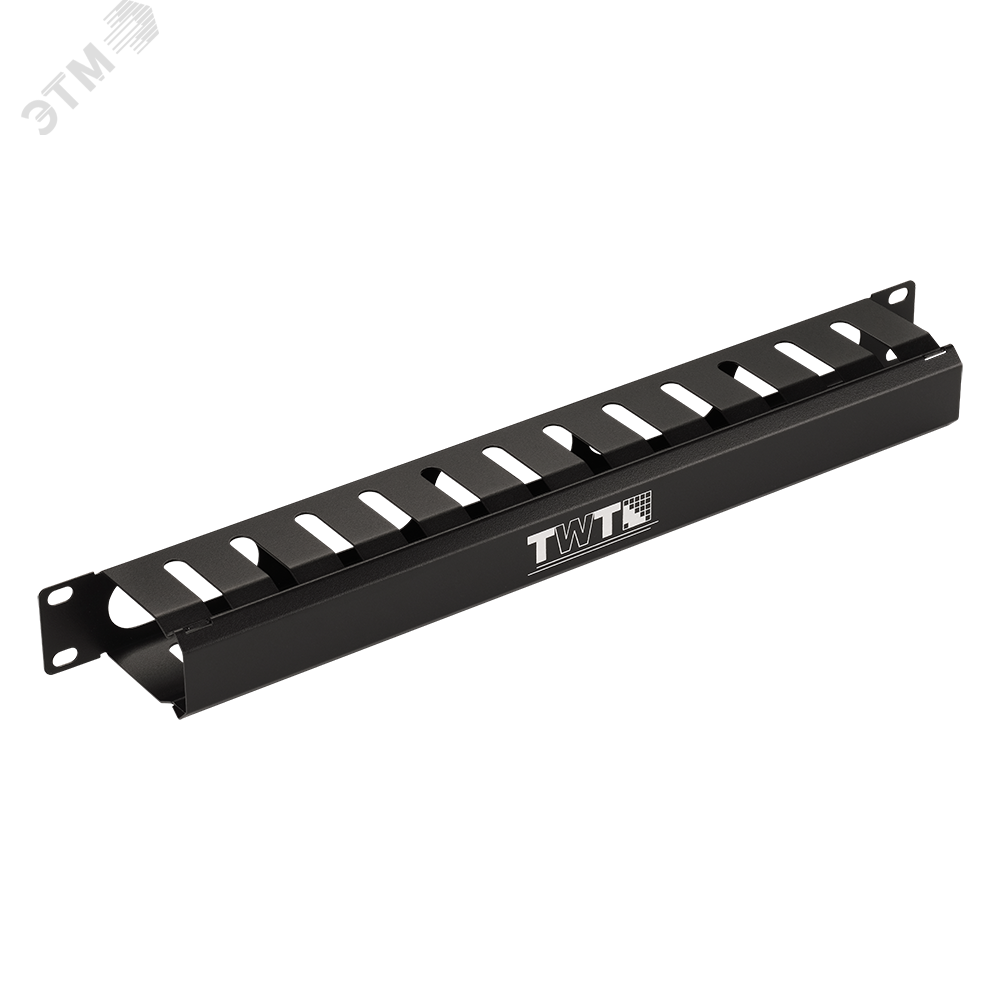 Изображение товара Кабельный органайзер LANMASTER 19'' 1U с крышкой и отверстиями для кабелей