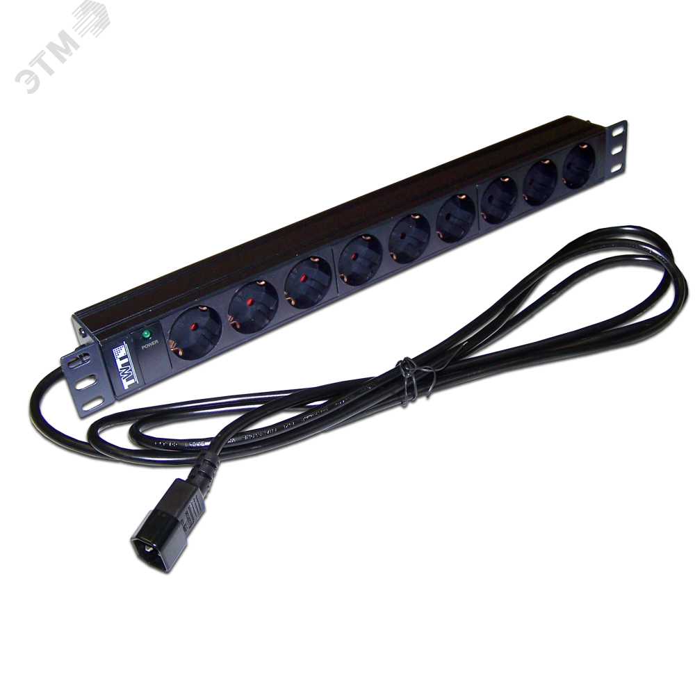 Изображение товара Блок розеток LANMASTER TWT-PDU19-10A9P4-3.0 9xSchuko, C14, 1U