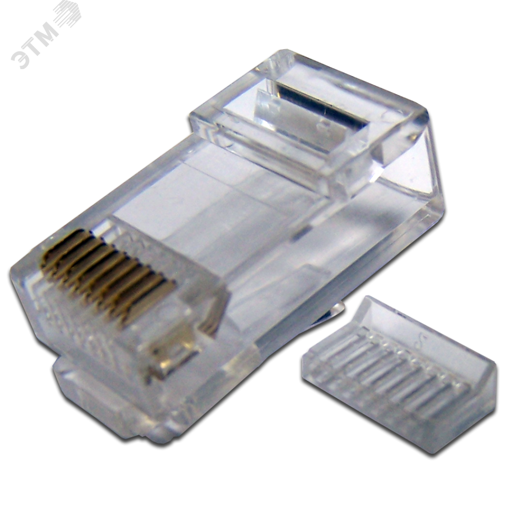 Изображение товара Коннектор RJ45 UTP 8P8C, универсальный, со вставкой, cat.5e, 100 шт. (упак)