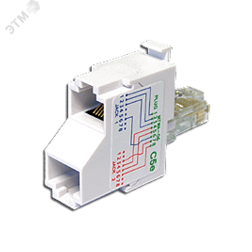Изображение товара Разветвитель LANMASTER TWT-T-E2-U2 для разделения телефонного и компьютерного портов