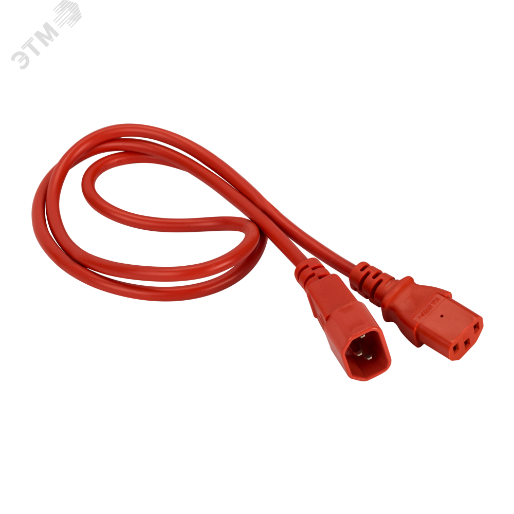 Изображение товара Кабель электропитания C13-C14 3х0.75 10А 220В 0.5м красный (шт)