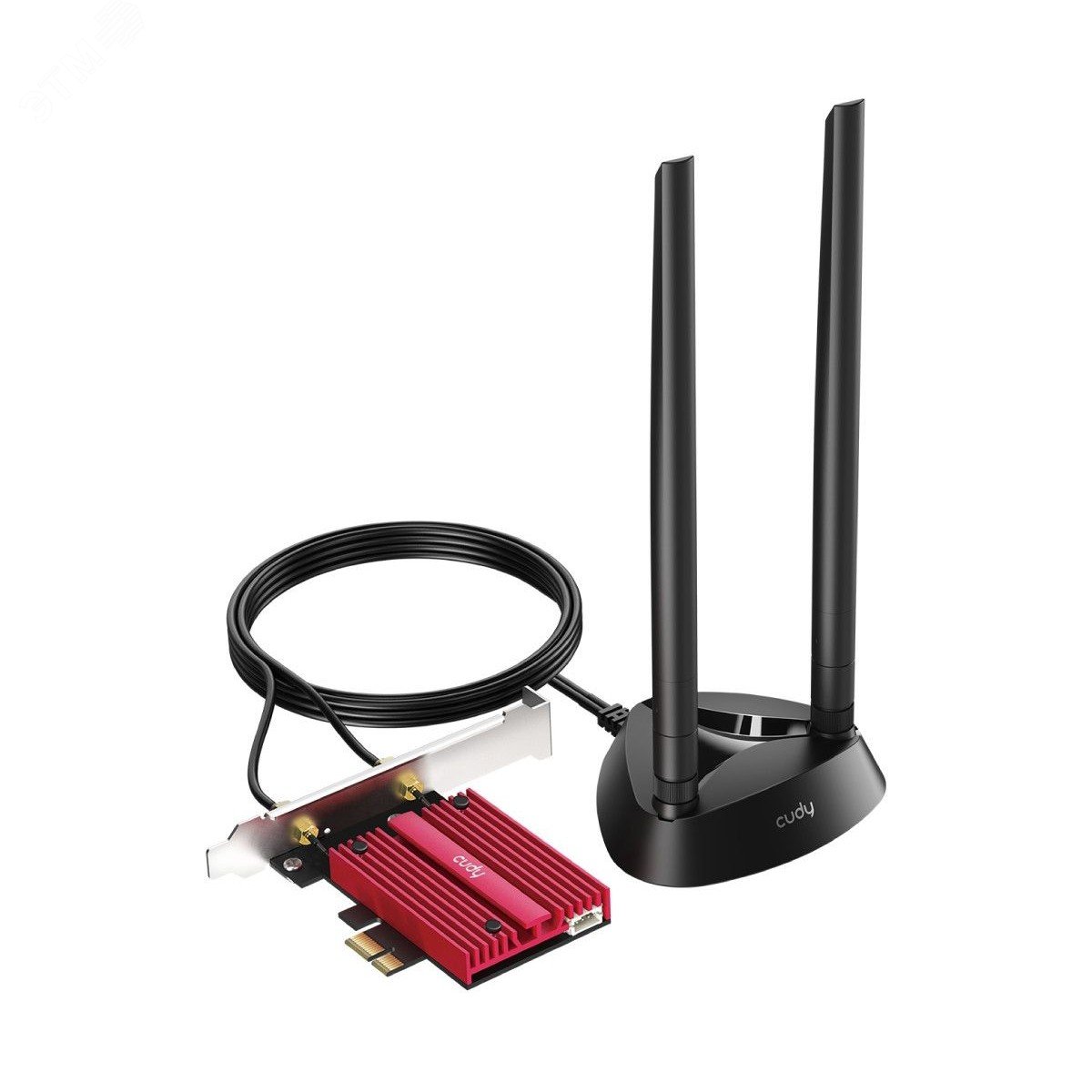 Изображение товара Адаптер + Bluetooth PCI-E, 4 (802.11n), 5 (802.11ac), 6 (802.11ax), 6E (802.11ax), 5378 Мбит/с, 6 ГГц, 5 ГГц, 2.4 ГГц, антенна - внешняя (шт)