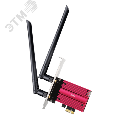 Изображение товара Адаптер + Bluetooth PCI-E, 4 (802.11n), 5 (802.11ac), 6 (802.11ax), 6E (802.11ax), 5378 Мбит/с, 6 ГГц, 5 ГГц, 2.4 ГГц, антенна - внешняя (шт)