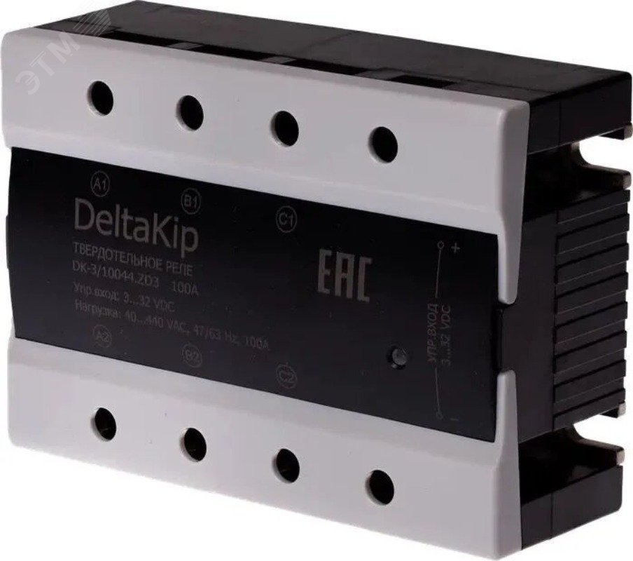 Изображение товара Трехфазное твердотельное реле DK-HT 100А 3...32VDC для резистивной нагрузки