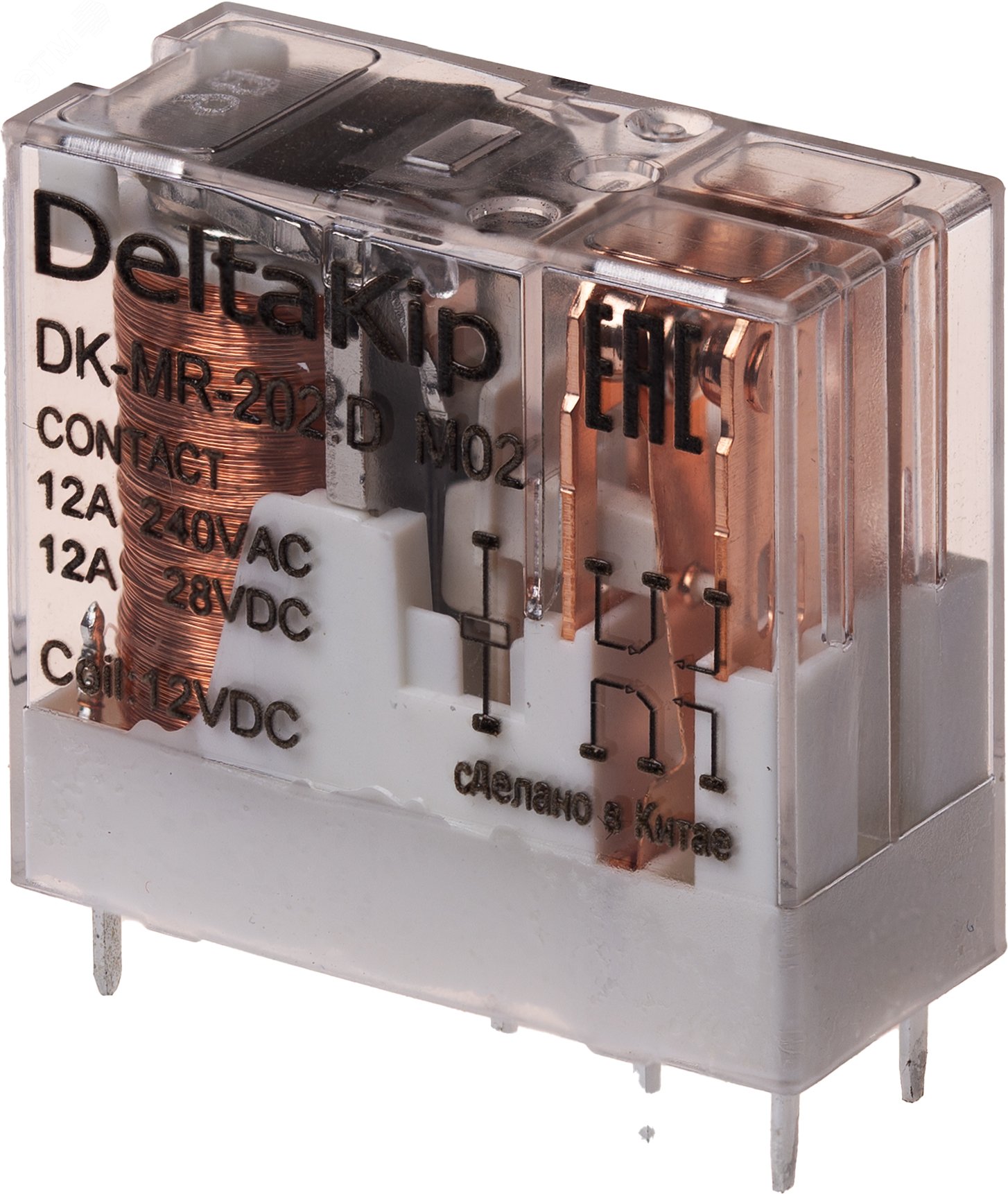 Изображение товара Промежуточное реле DK-MR-202D 12V DC 12А IP68 компактное для автоматизации