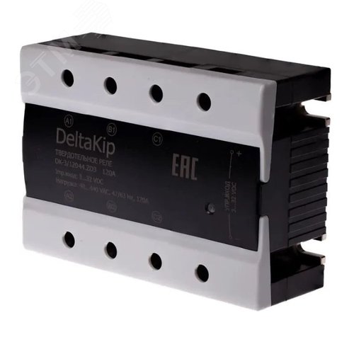 Изображение товара Реле твердотельное трехфазное для коммутации резистивной нагрузки DK-HT12044.ZD3. 120А. 3...32VDC (шт)