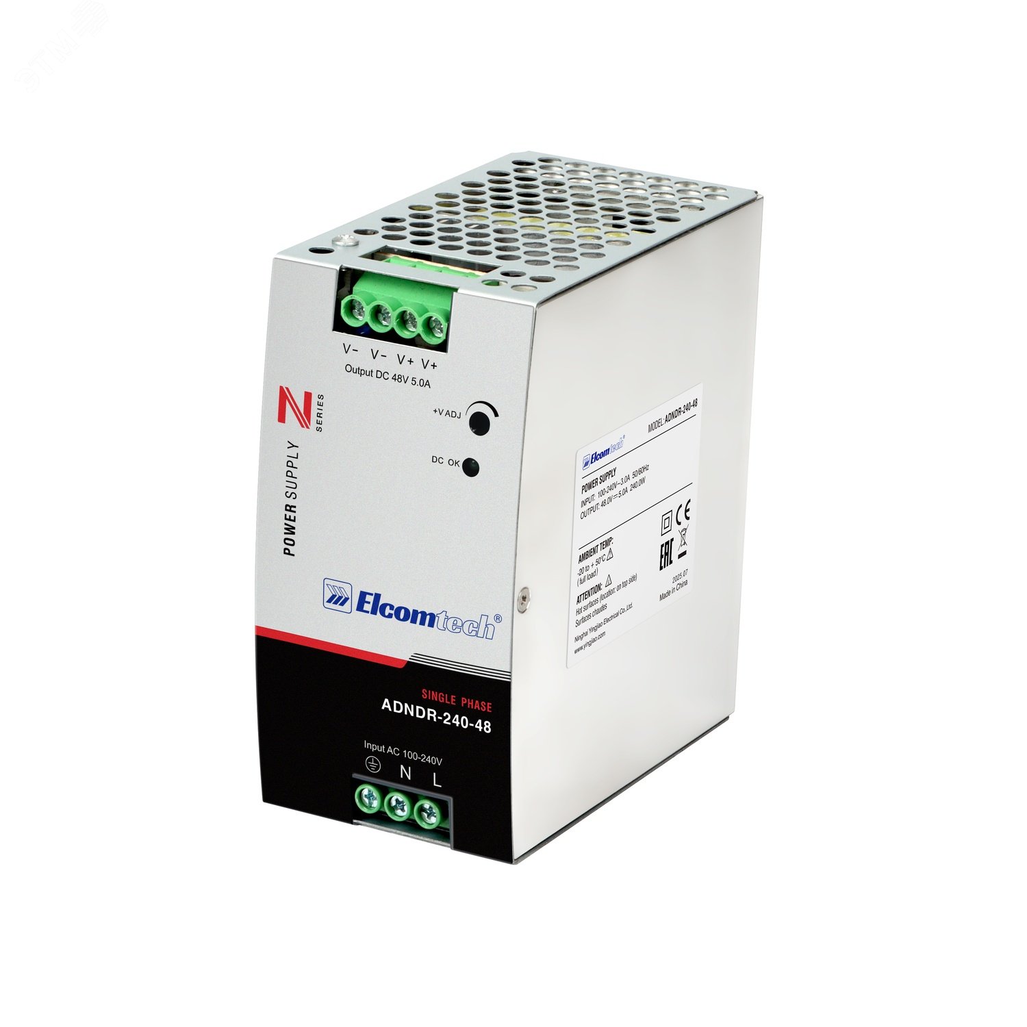 Изображение товара Блок питания DIN-рейку 240W 48V 5A Elcomtech ADNDR-240-48