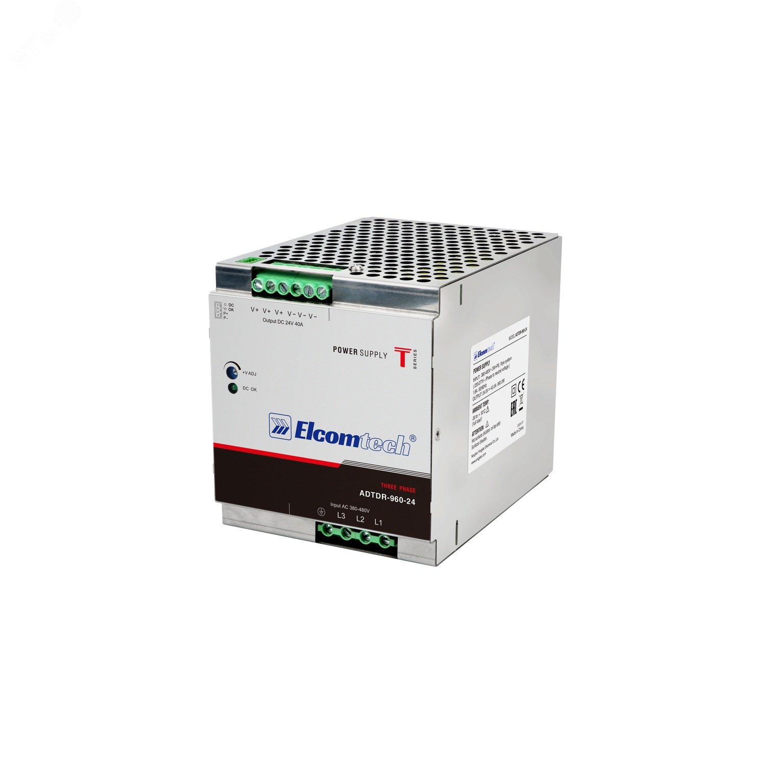 Изображение товара Блок питания AC/DC 960W 24V 40A на DIN рейку Elcomtech ADTDR-960-24