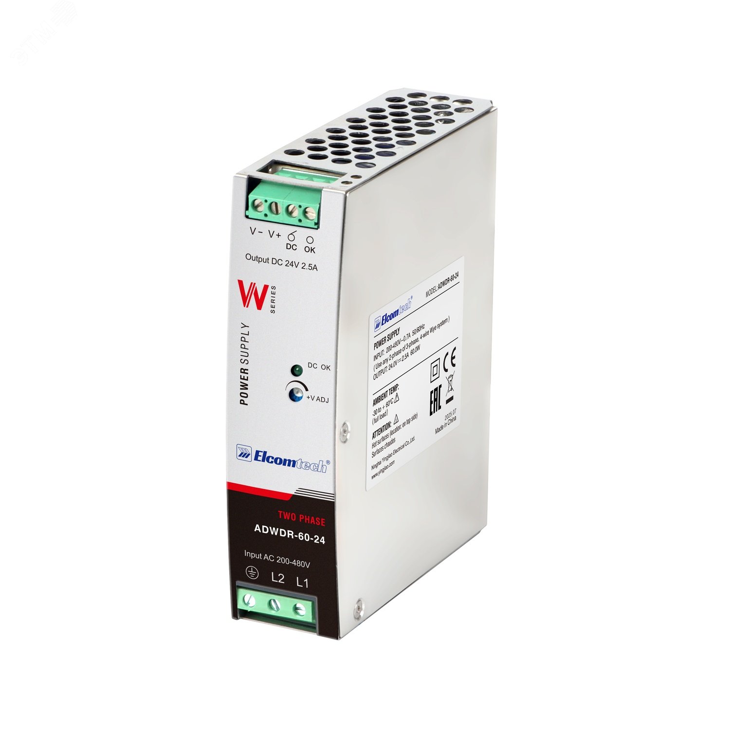 Изображение товара Блок питания на DIN рейку AC/DC 60W ELCOMTECH ADWDR-60-24