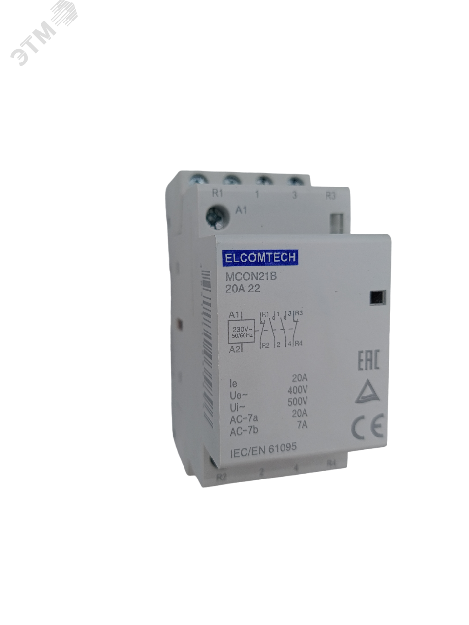 Изображение товара Контактор модульный Elcomtech MCON21B-20-22-230AC с 2 NO и 2 NC, 230VAC, DIN-рейка