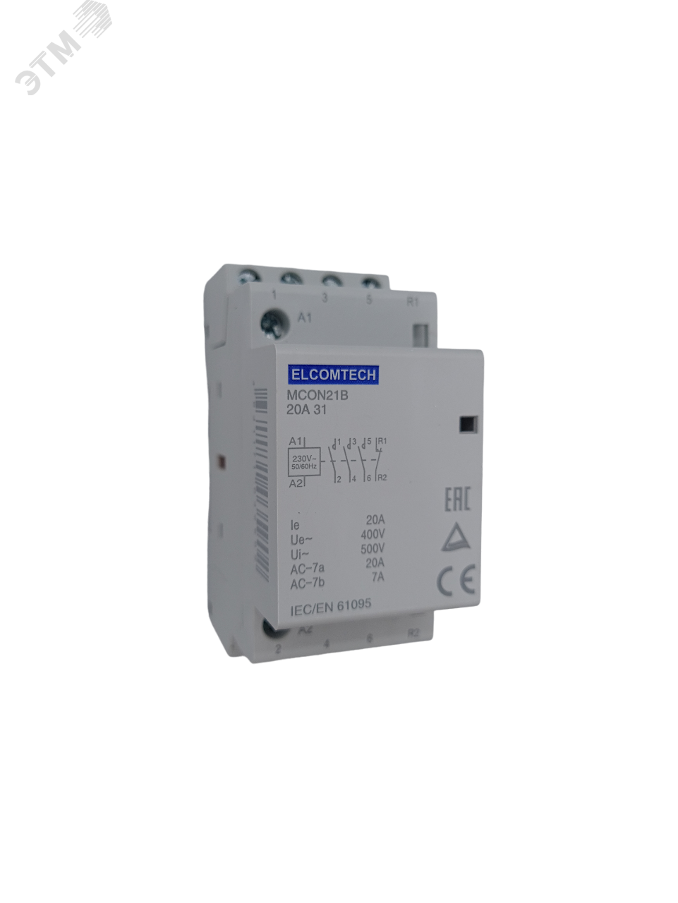 Изображение товара Контактор модульный 20A 3NO 1NC 230VAC 2х модуль (шт)