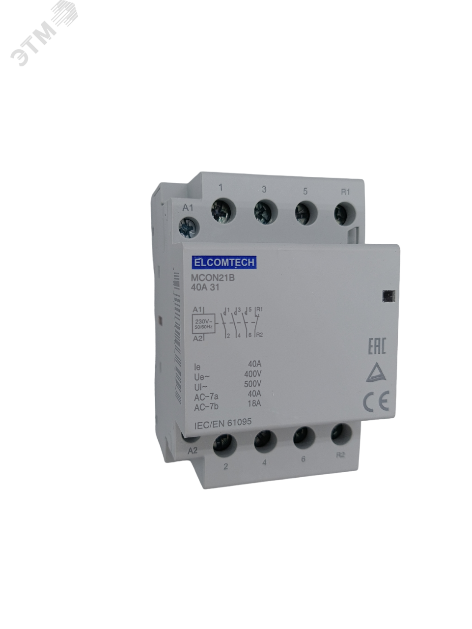 Изображение товара Контактор модульный Elcomtech MCON21B-40-31-230AC 40 А 4 pol 3 модуля DIN