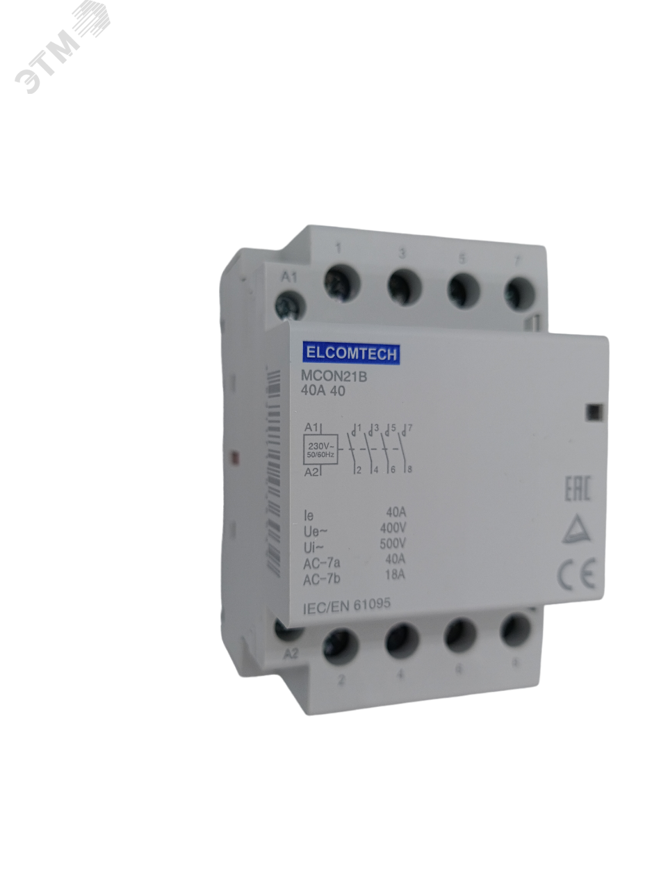 Изображение товара Контактор модульный 40A 4NO 0NC 230VAC 3х модуль (шт)