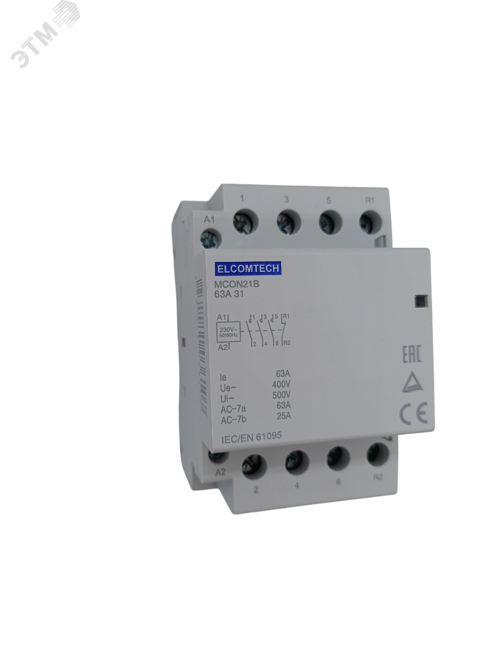 Изображение товара Контактор модульный 63A 3NO 1NC 230VAC 3х модуль (шт)