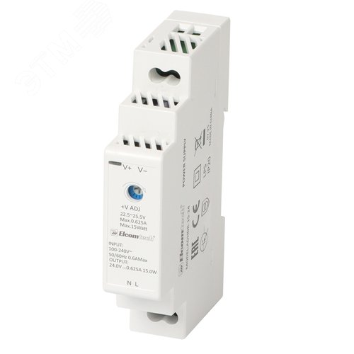 Изображение товара Блок питания на DIN рейку AC/DC 15W вход 100-240V,выход 24V 0,63A ADHDR-15-24 (шт)