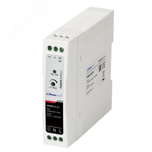 Изображение товара Источник питания на DIN рейку AC/DC 20W вход 100-240V,выход 24V 1A ADMDR-20-24 (шт)