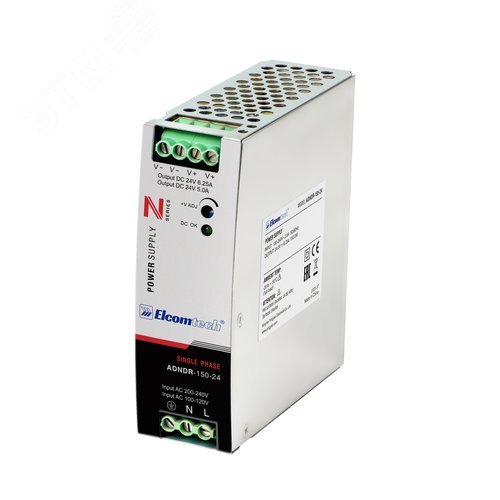 Изображение товара Источник питания на DIN рейку AC/DC 150W вход 100-240V,выход 24V 6,25A ADNDR-150-24 (шт)