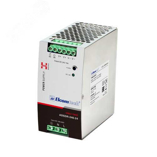 Изображение товара Источник питания на DIN рейку AC/DC 240W вход 100-240V,выход 24V 10A AD SDR-240-24 (шт)