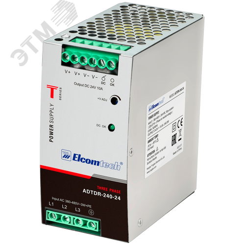 Изображение товара Источник питания на DIN рейку AC/DC 240W вход 340-550V,выход 24V 10A AD (шт)