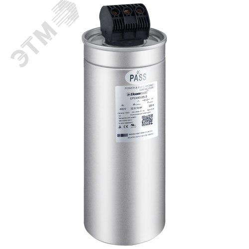 Изображение товара Конденсатор косинусный 440V 25kVAr 3ph (440В 25кВАр) D116x240 (шт)
