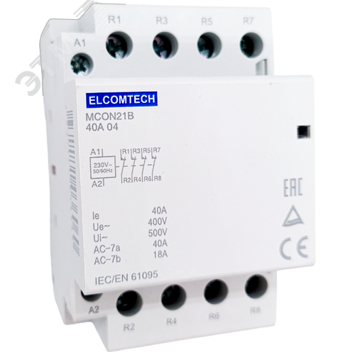 Изображение товара Контактор модульный 40A 4NC 230VAC (4НЗ 230В) 3х модуль (шт)