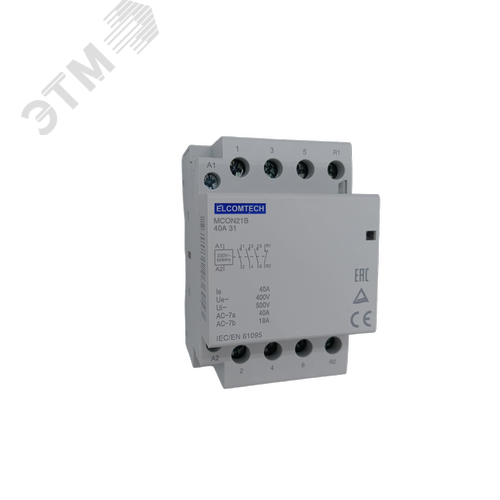 Изображение товара Контактор модульный 40A 3NO 1NC 230VAC 3х модуль (шт)