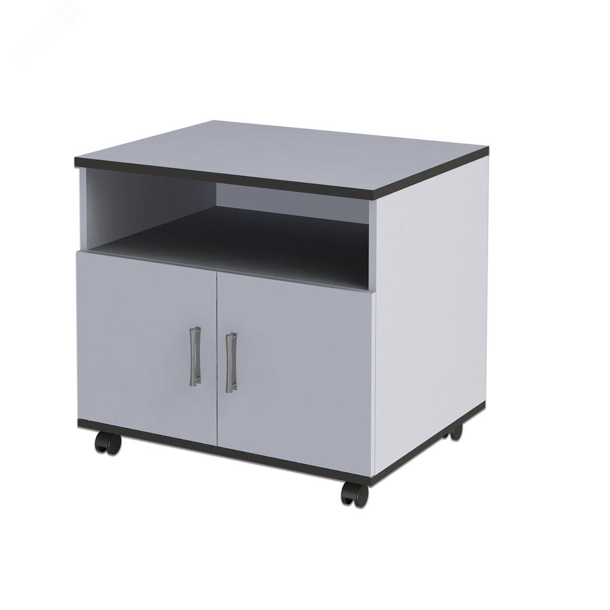Изображение товара Тумба для оргтехники Монолит с колесными опорами, цвет серый, размеры 770х600х680 мм