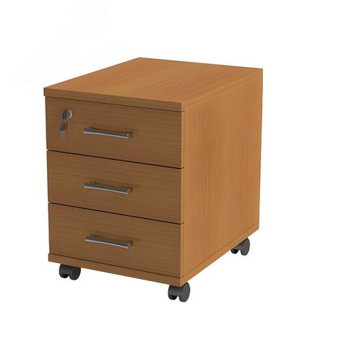 Изображение товара Тумба подкатная ''Монолит'' (400 х 520 х 530), 3 ящика, замок, цвет орех, ТМ25.3 (шт)