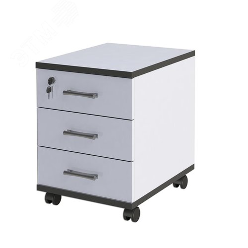 Изображение товара Тумба подкатная ''Монолит'' (400 х 520 х 530), 3 ящика, замок, цвет серый, ТМ25.11 (шт)