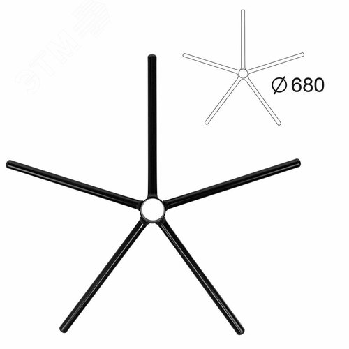 Изображение товара Пятилучие для кресла, металлическое, нагрузка до 120 кг, диаметр 680, сборное, черное, ш/к 15488 (шт)
