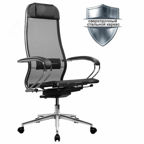 Изображение товара Кресло МЕТТА ErgoLife 10 B1-104K, хром, синхромеханизм, прочная сетка, черное (шт)