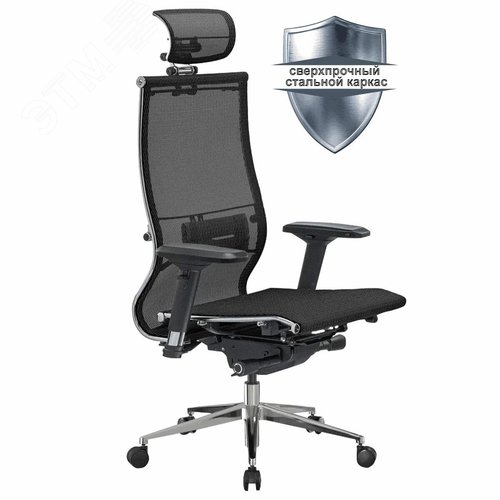 Изображение товара Кресло офисное МЕТТА ''SAMURAI'' S-3.05, с подголовником, сверхпрочная ткань-сетка, черное (шт)