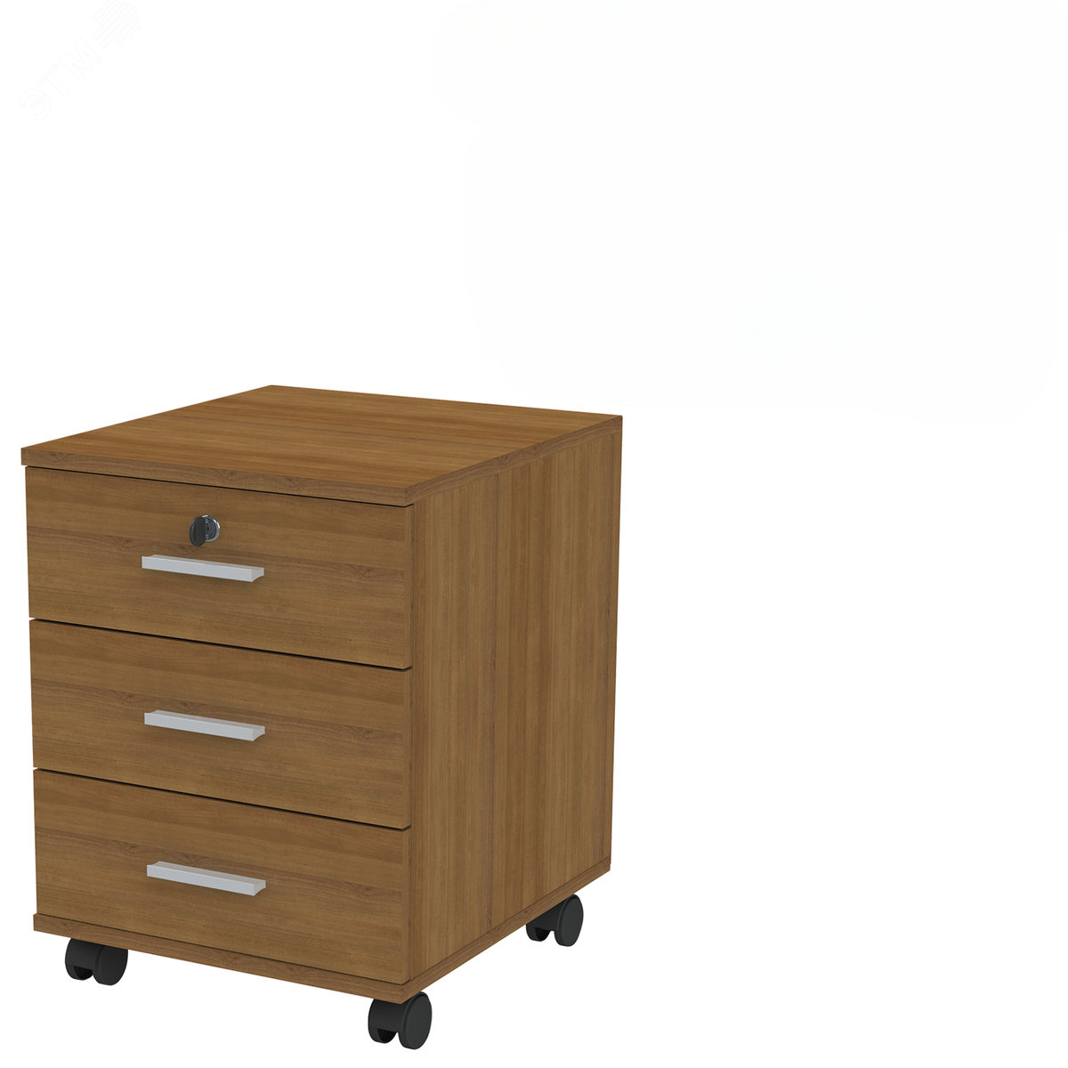 Изображение товара Тумба подкатная Канц 3 ящика орех с замком на роликовых направляющих