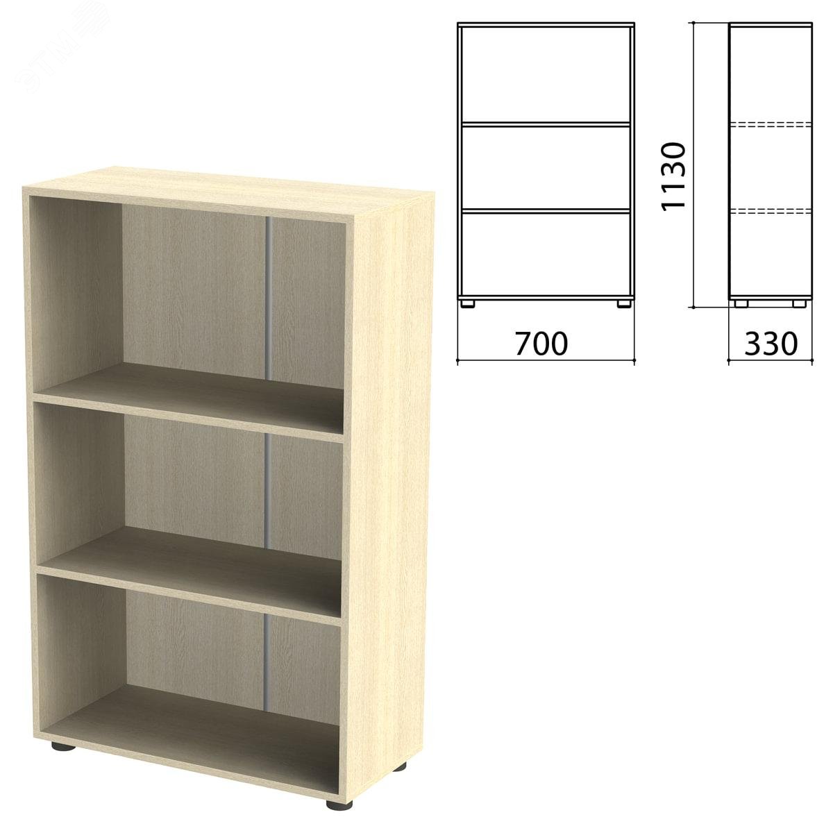 Изображение товара Шкаф (стеллаж) ''Канц'' (700 х 330 х 1130), 2 полки, дуб молочный, ШК39.15 (шт)