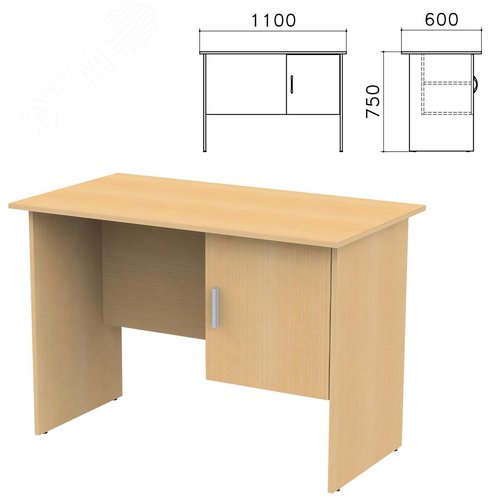 Изображение товара Стол письменный ''Канц'' (1100 х 600 х 750), тумба с дверью, цвет бук, СК26.10 (шт)