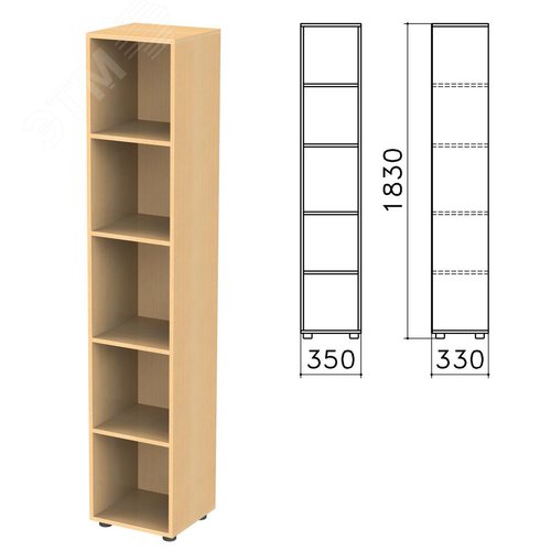 Изображение товара Шкаф (стеллаж) ''Канц'' (350 х 330 х 1830), 4 полки, цвет бук, КК32.10 (шт)
