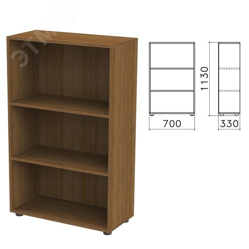Изображение товара Шкаф (стеллаж) ''Канц'' (700 х 330 х 1130), 2 полки, цвет орех, ШК39.9 (шт)