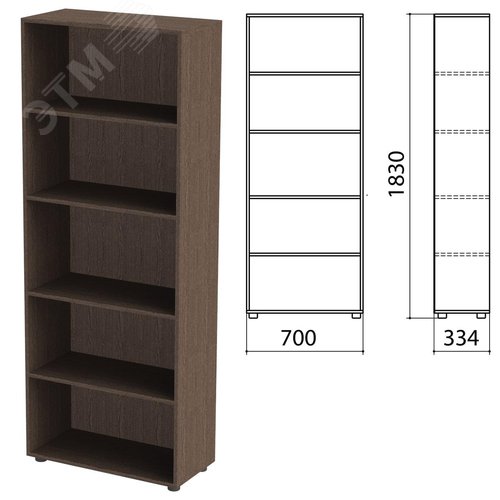 Изображение товара Шкаф (стеллаж) ''Канц'' (700 х 330 х 1830), 4 полки, венге, ШК31.16 (шт)