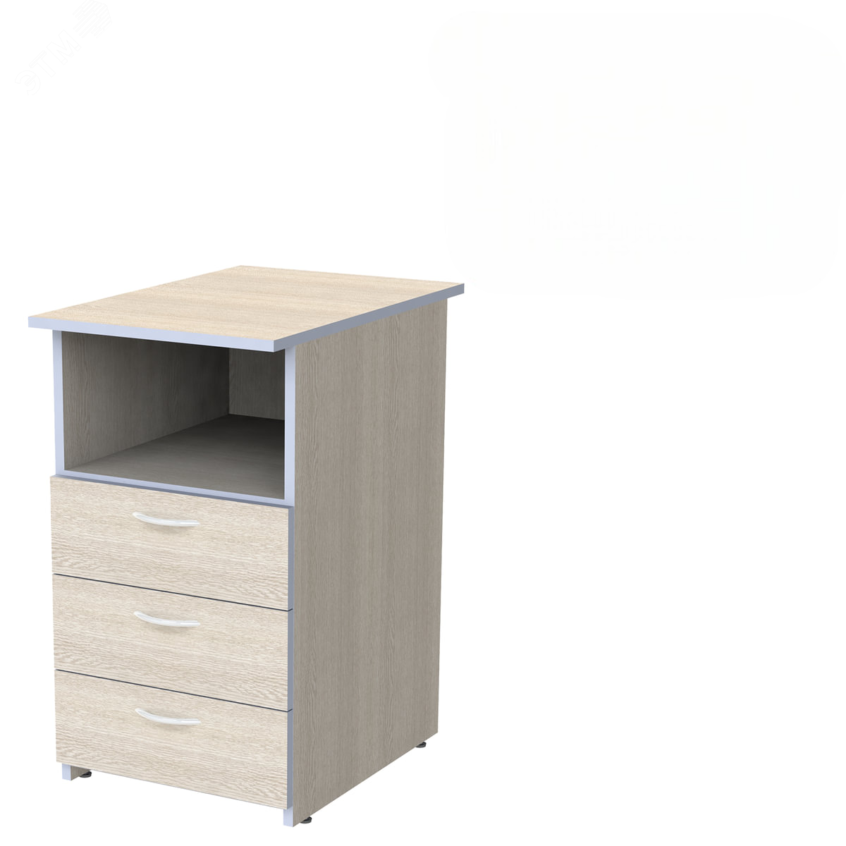 Изображение товара Тумба приставная ''Бюджет'' 3 ящика и полка 400х600х740 мм дуб шамони светлый