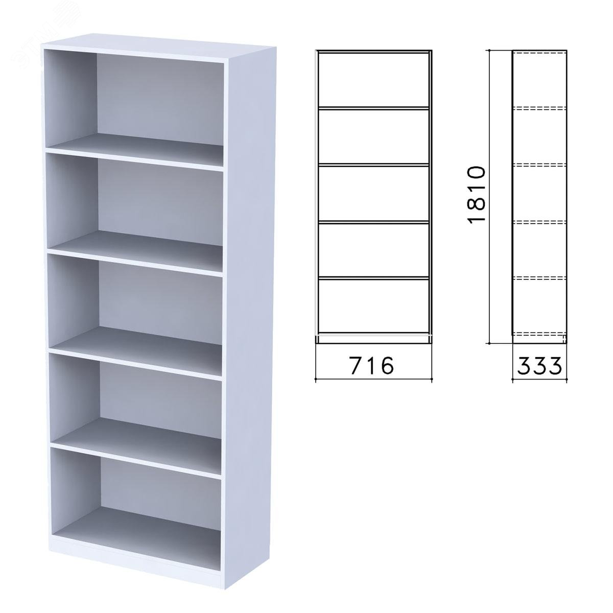 Изображение товара Шкаф стеллаж Бюджет 716x333x1810 мм 4 полки серый для офиса и дома