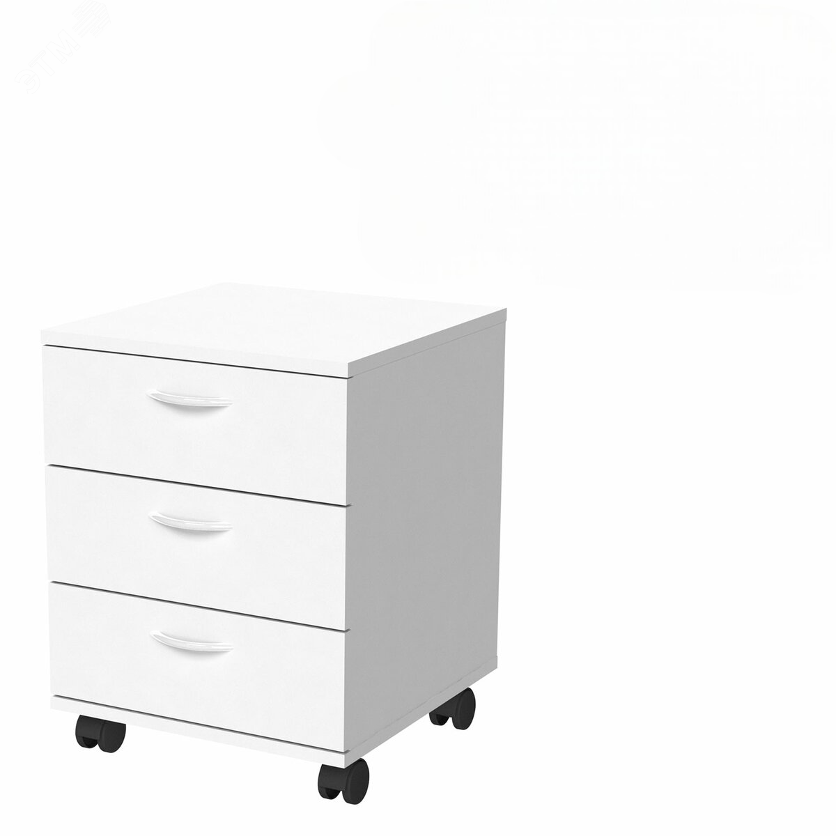 Изображение товара Подкатная тумба Бюджет 3 ящика белая для хранения документов и канцелярии