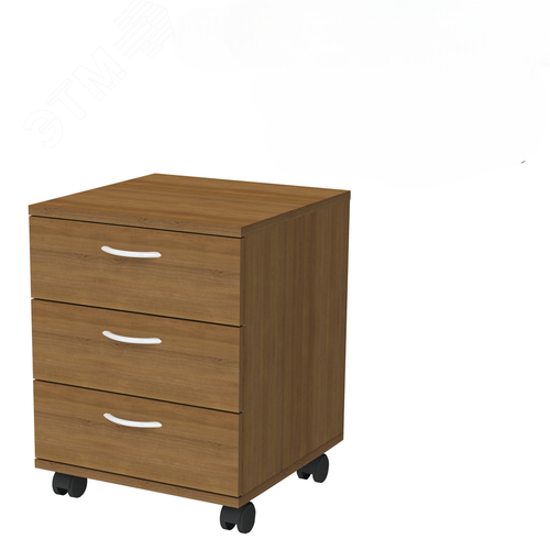 Изображение товара Тумба подкатная ''Бюджет'' (398 х 406 х 521), 3 ящика, орех 190, 402952, ш/к 77357 (шт)