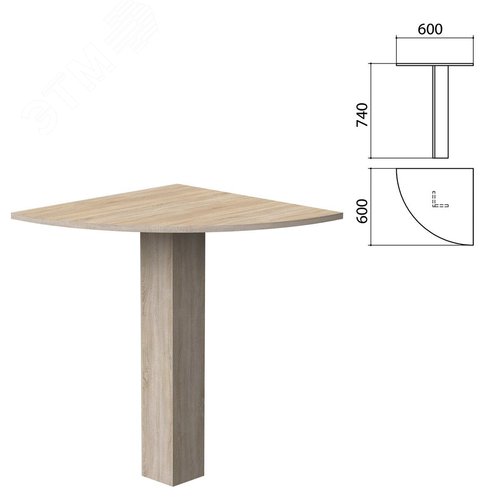 Изображение товара Стол приставной угловой ''Бюджет'' (600 х 600 х 740), дуб сонома 091, 402664, ш/к 00842 (шт)