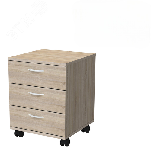 Изображение товара Тумба подкатная ''Бюджет'' (398 х 406 х 521), 3 ящика, дуб сонома 091, 402952, ш/к 00729 (шт)