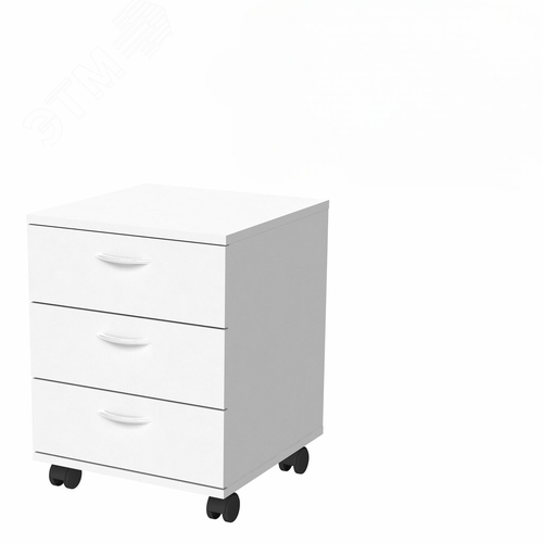 Изображение товара Тумба подкатная ''Бюджет'' (398 х 406 х 521), 3 ящика, белый 290, 402952, ш/к 55307 (шт)