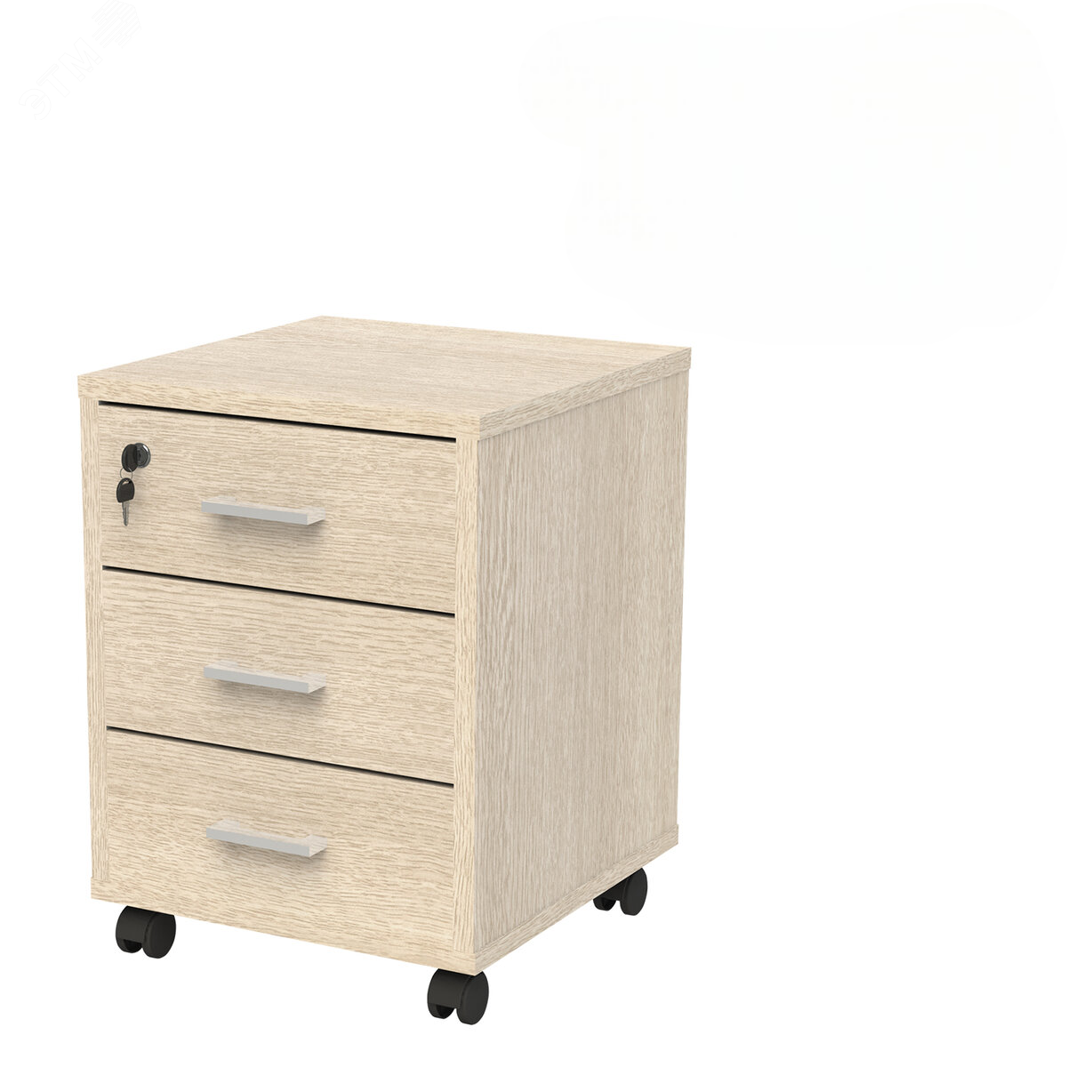 Изображение товара Тумба подкатная ''Арго'' (440 х 450 х 580), 3 ящика, замок, ясень шимо, АТ/АТЛ-03, ш/к 32518 (шт)