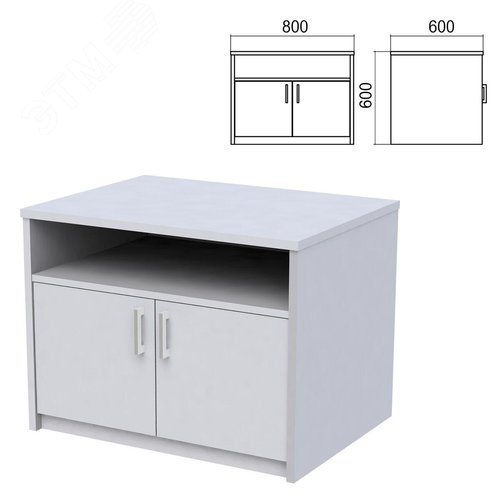 Изображение товара Тумба для оргтехники ''Арго'' (800 х 600 х 600), 2 двери, полка, серый, АТ-10, ш/к 36024 (шт)